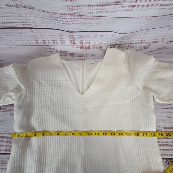 Club Monaco Cream Dress 8 Asymmetric Ruffle Hem Coquette Ethereal Fairy Whimsy - Picture 12 of 16